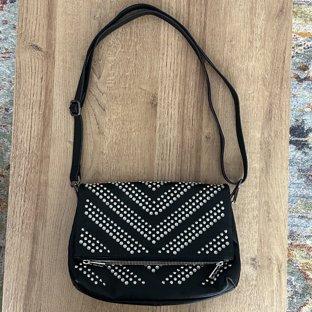 Zadig & Voltaire Black Leather Studded Shoulder Bag